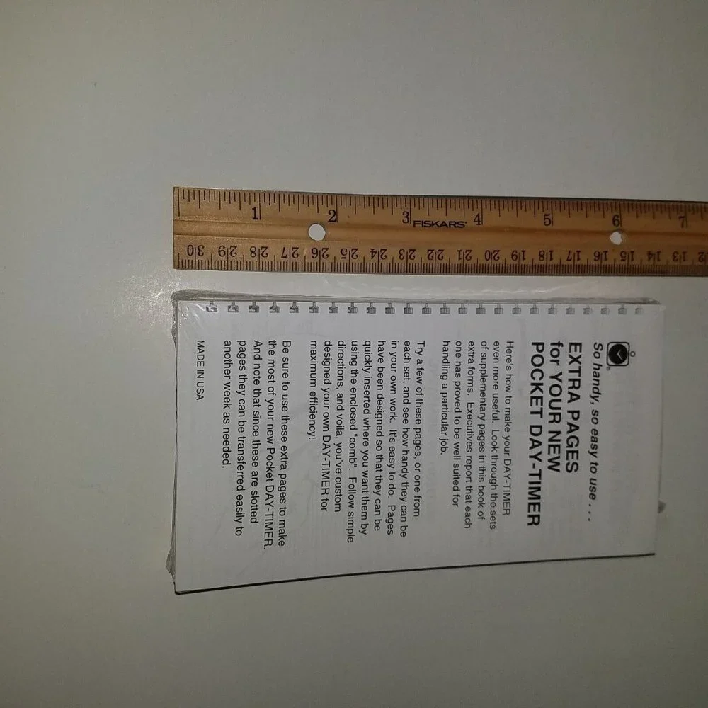 NOS Pocket Day-Timer Extra Pages Spiral 6.5
